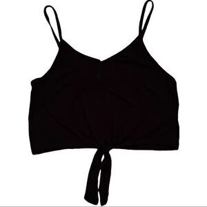 NWT HYFVE Women's Crop Tank Top Tie Front‎ Spaghetti Strap Black Small